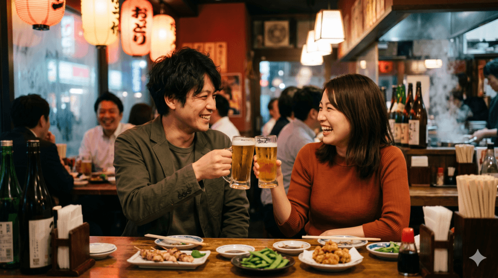誰も知り合いがいない隣県でのびのびと楽しむ居酒屋デート