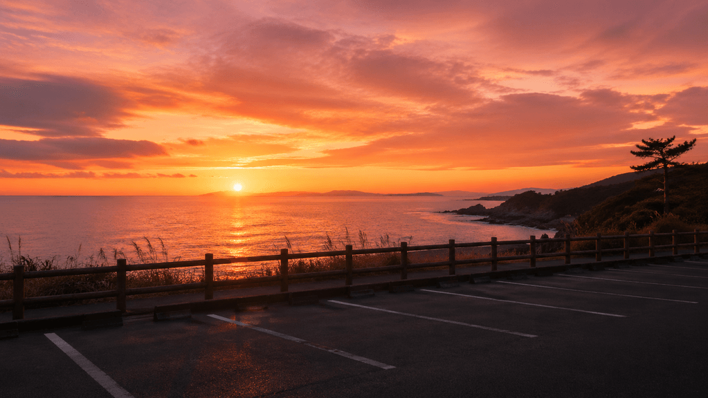 日本海の夕暮れデート