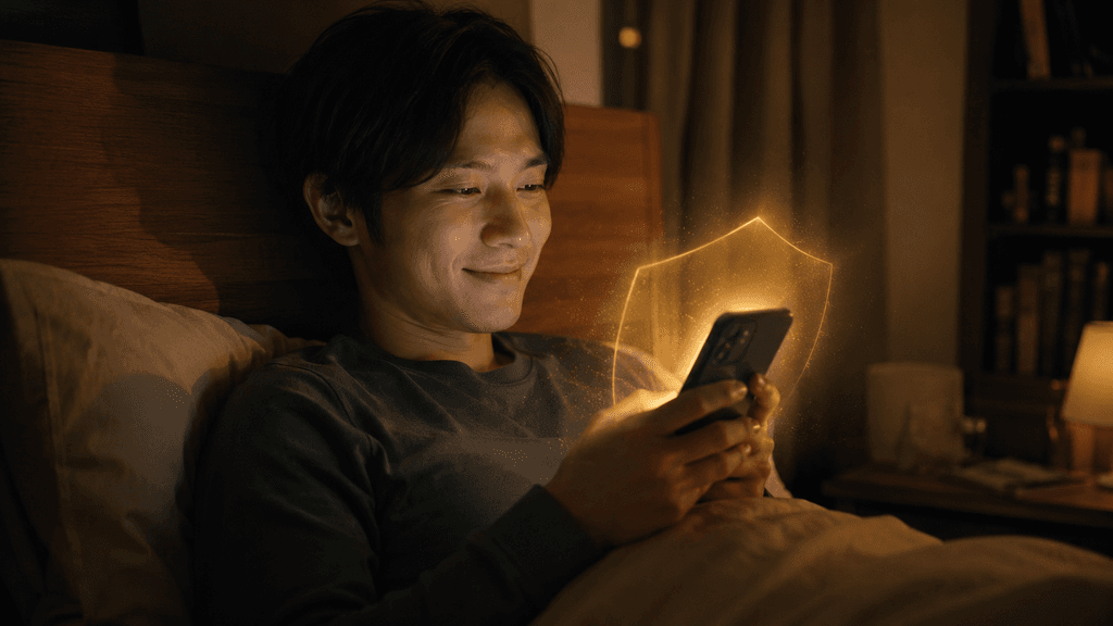 プライベートモードで安全にアプリを使う様子