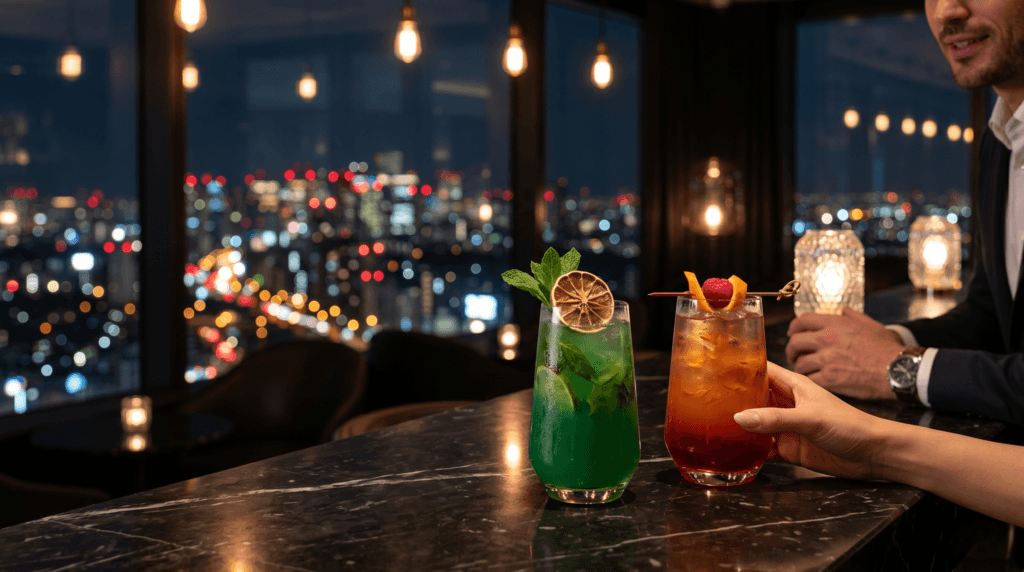 都会のバーでの密会