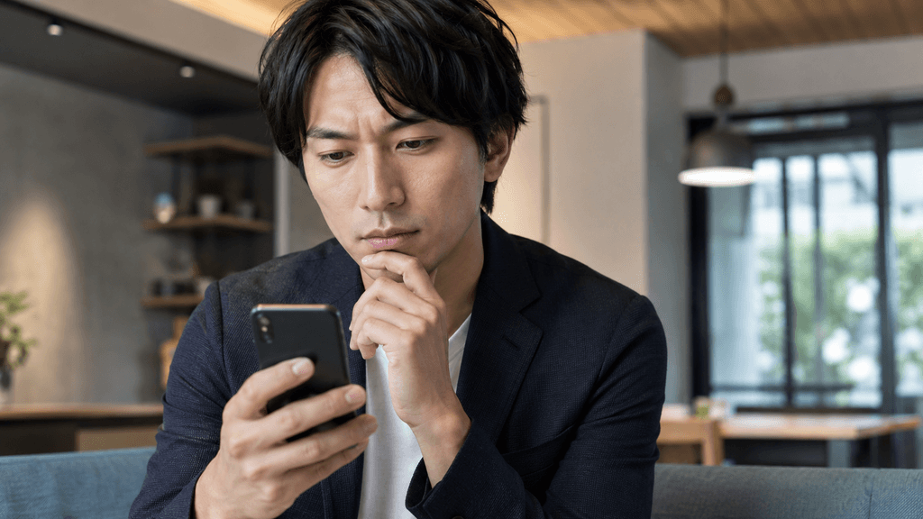 怪しい業者やメシモクの提案を冷静に見抜いて自衛する大人のイメージ