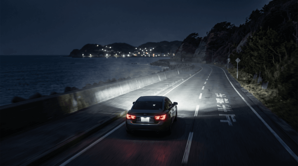 暗いバイパスの夜のドライブ