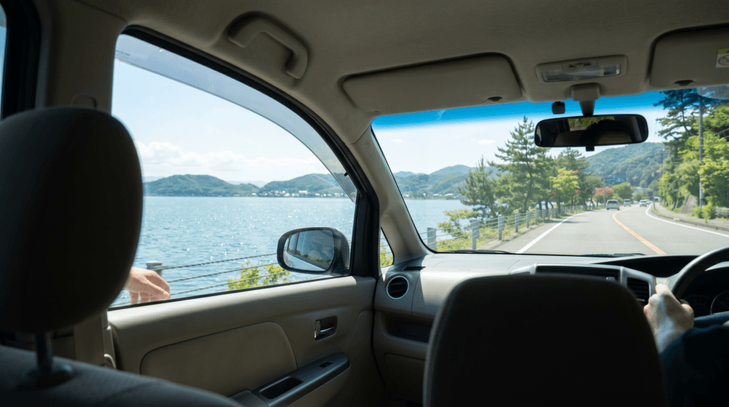 さざなみ街道（湖岸道路）のドライブデート