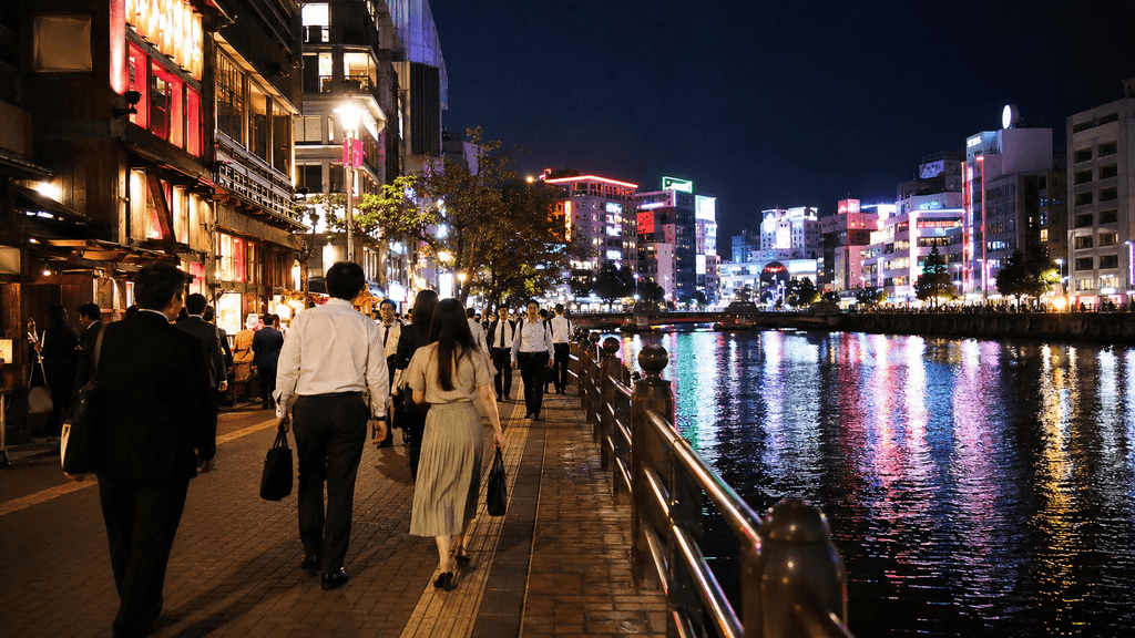 中洲・博多エリアの夜の街並み