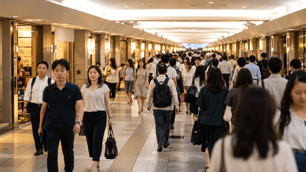 天神地下街や大名の人混み