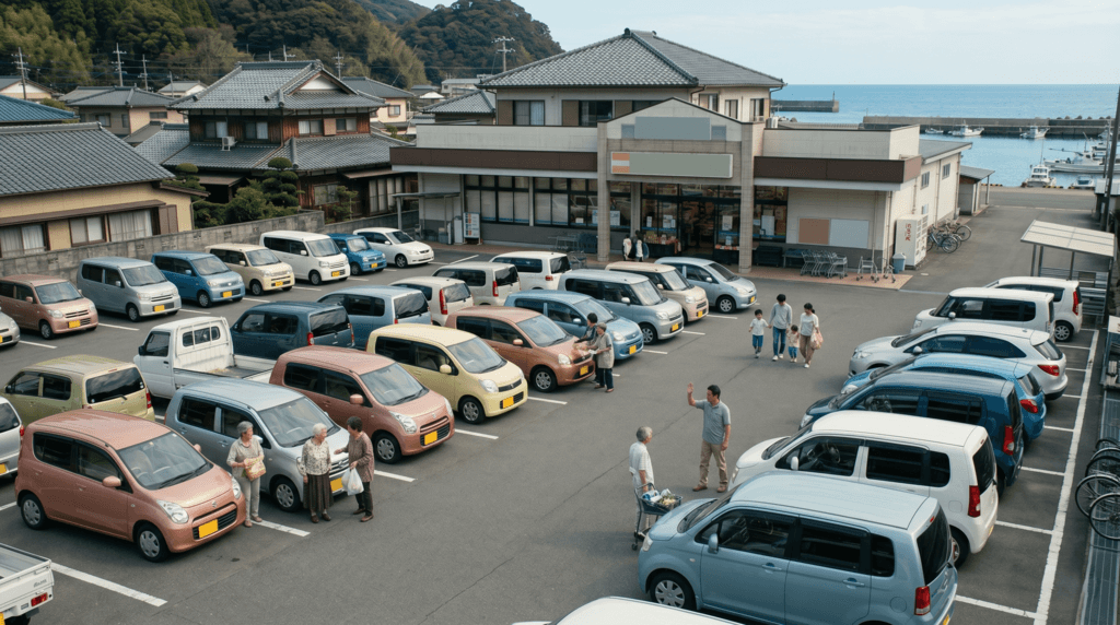 地元のスーパーの駐車場