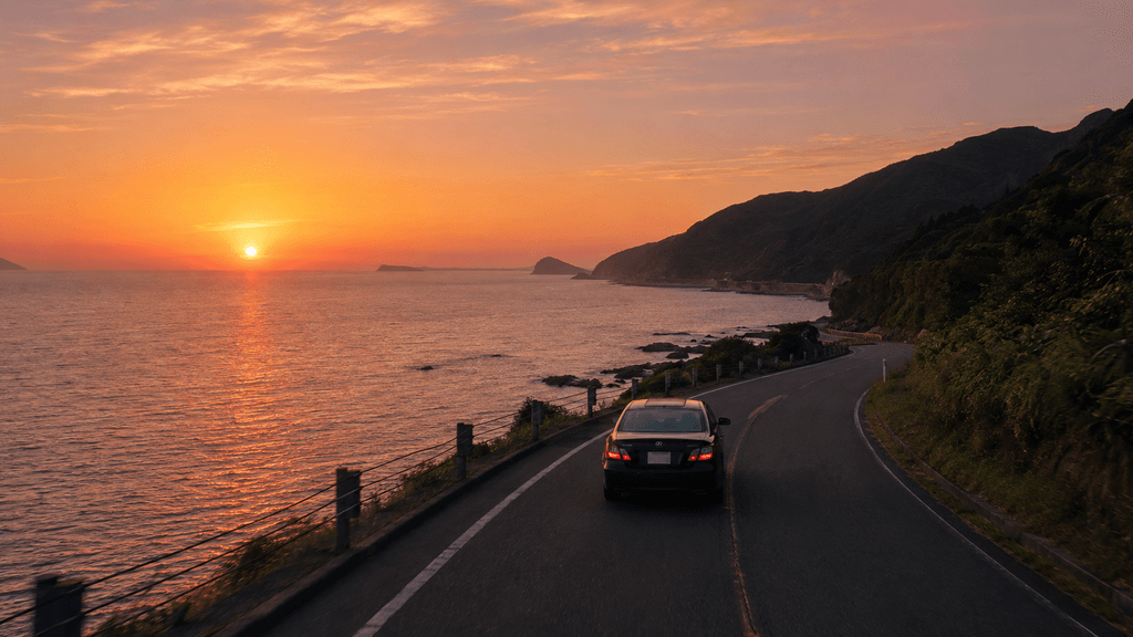 二丈浜玉道路の美しい海岸線の夕景
