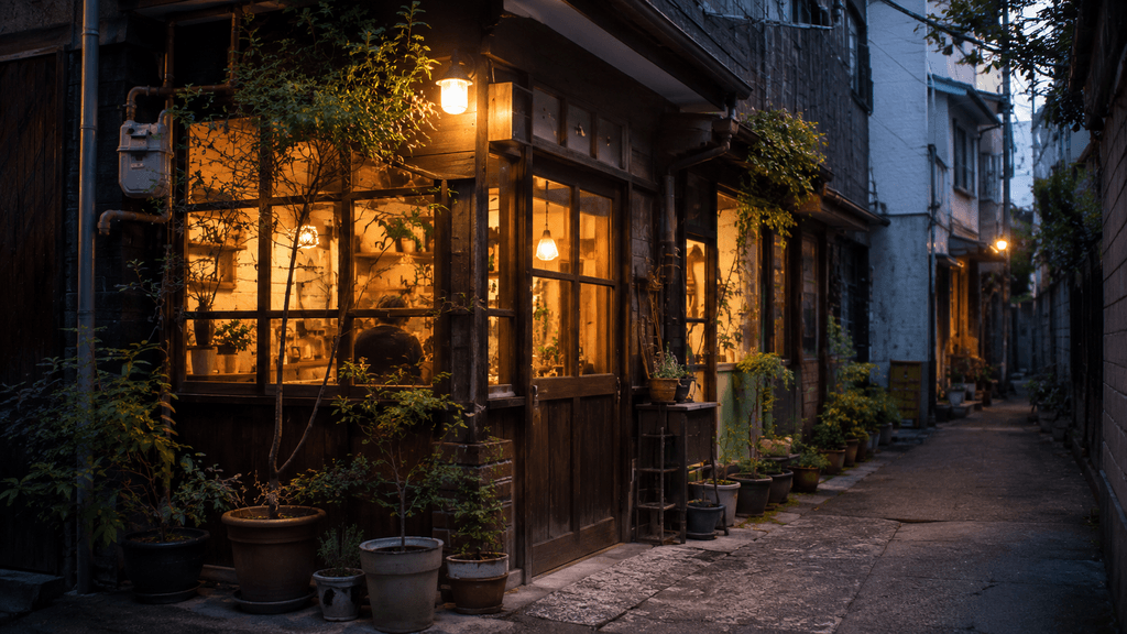 中崎町の路地裏にあるレトロなカフェ