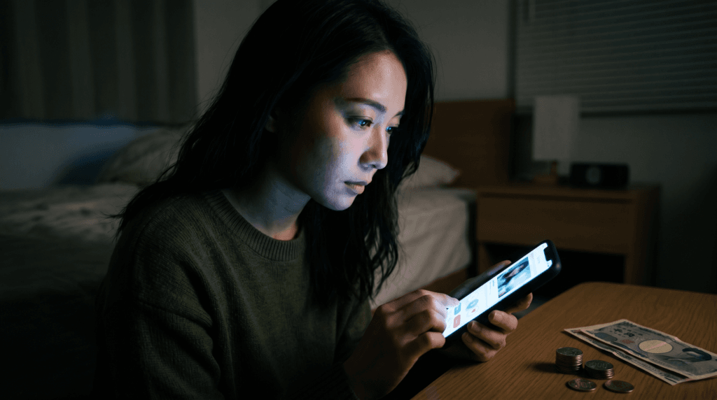 スマホでポイントアプリを操作するイメージ