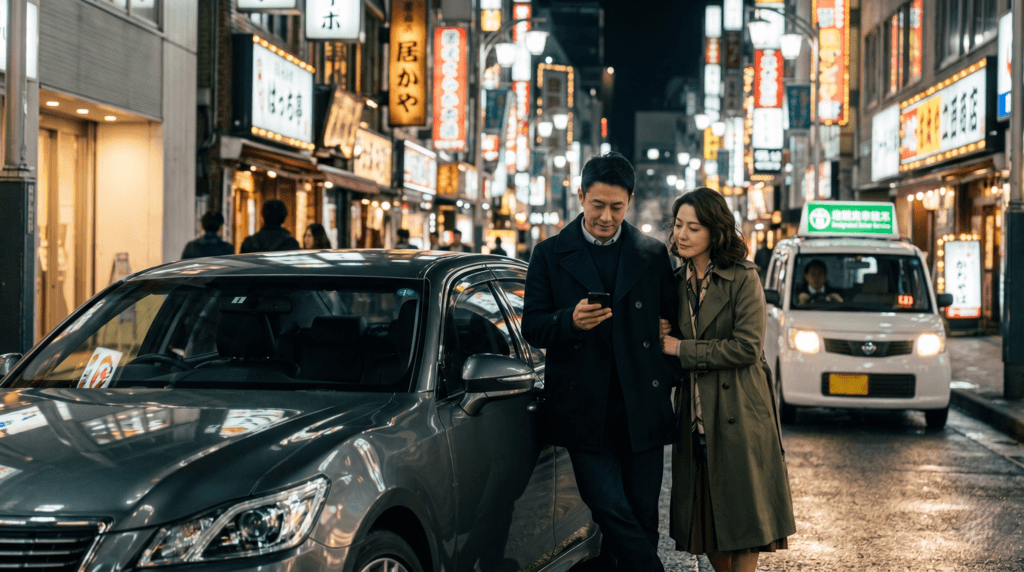 運転代行を待つ夜の街のイメージ