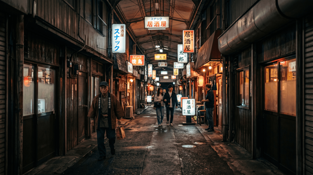 中村のアーケード街の夜のイメージ