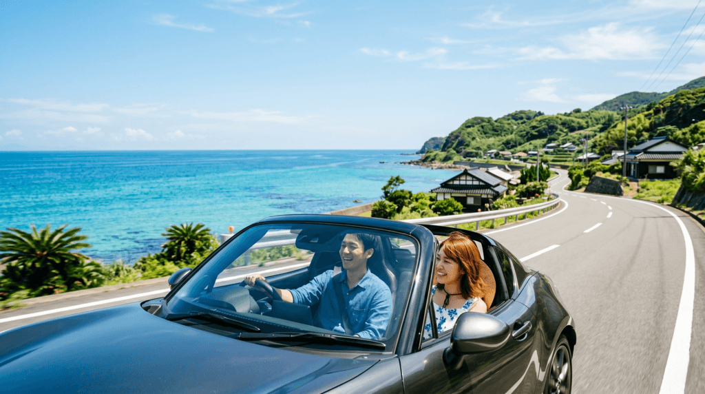 美しい海沿いのドライブデート