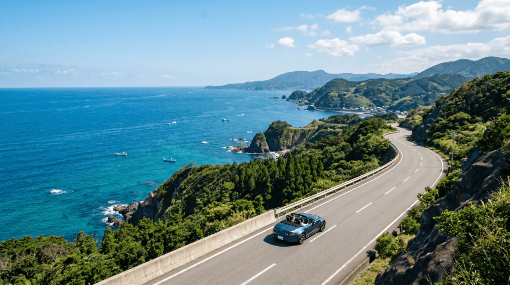 美しい海沿いの絶景ドライブのイメージ