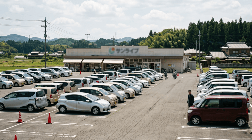 監視の目があるスーパーの駐車場