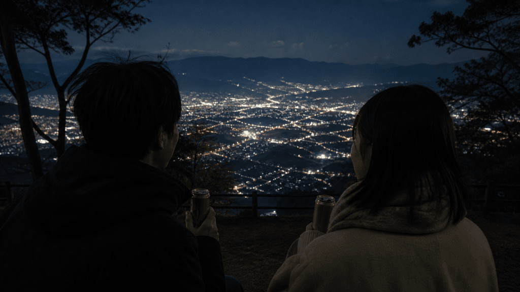 公園から見る甲府盆地の夜景