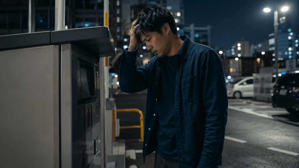 街中デートの駐車料金や出費に悩む男性