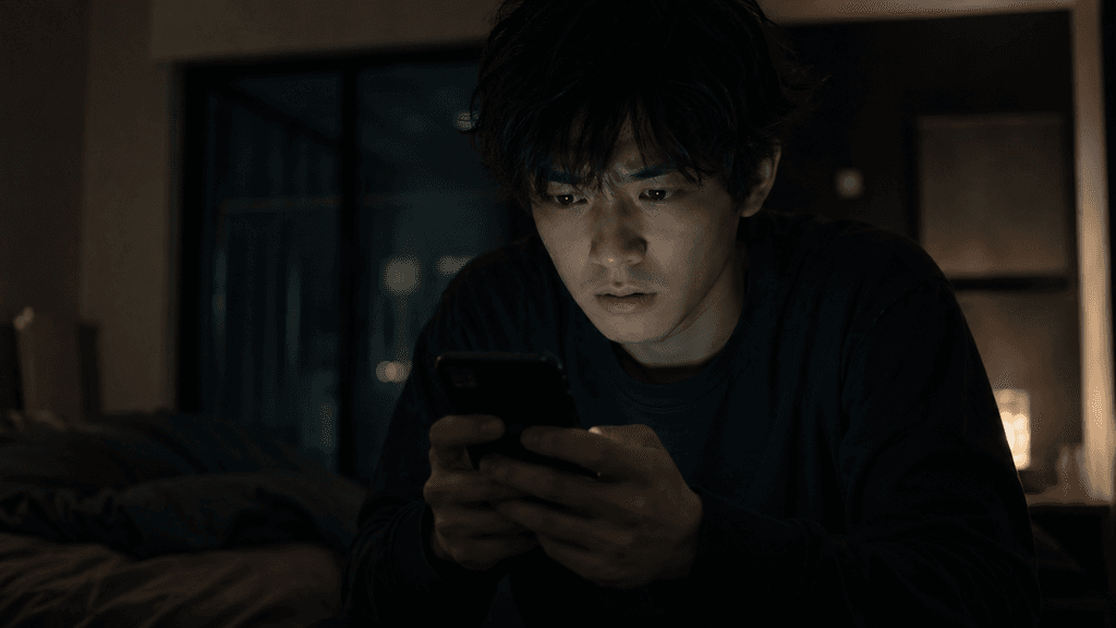 最初のメッセージに悩む様子