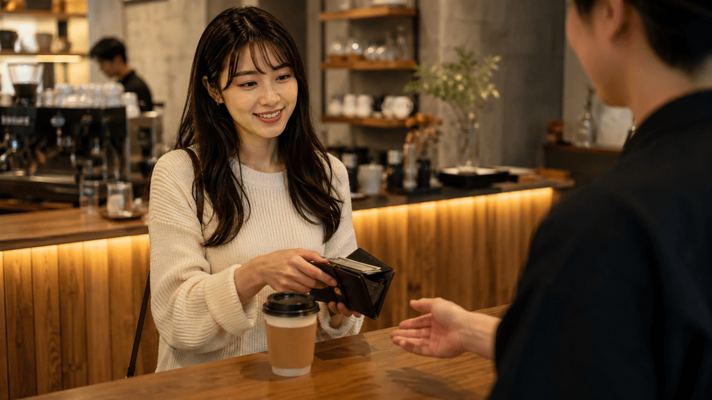 スマートに気を配り支払う女性