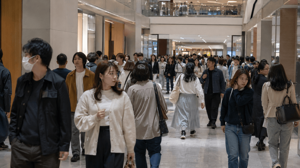 混雑するモールの内観