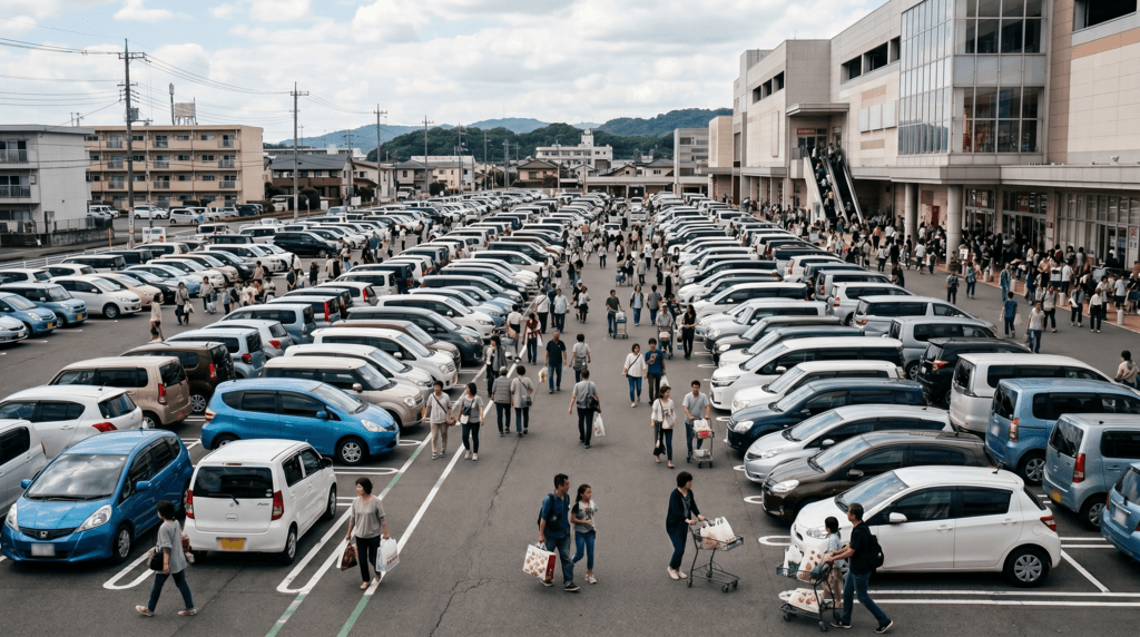 休日のショッピングモール駐車場