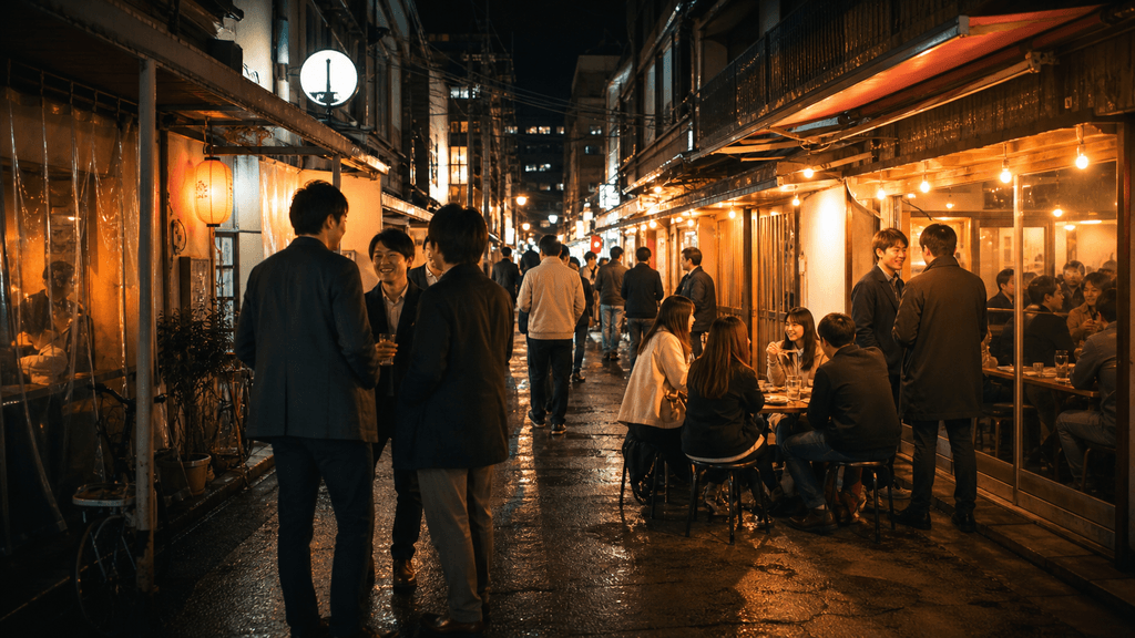 長野の夜の街でのサク飲み・合流