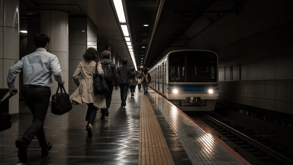 終電間際の駅のホーム