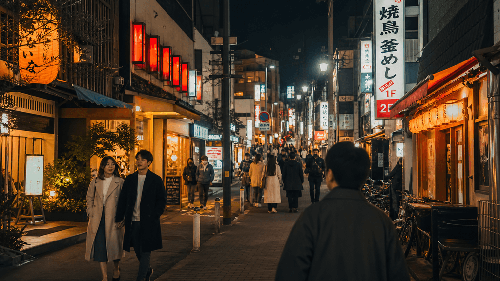 駅前の繁華街の夜