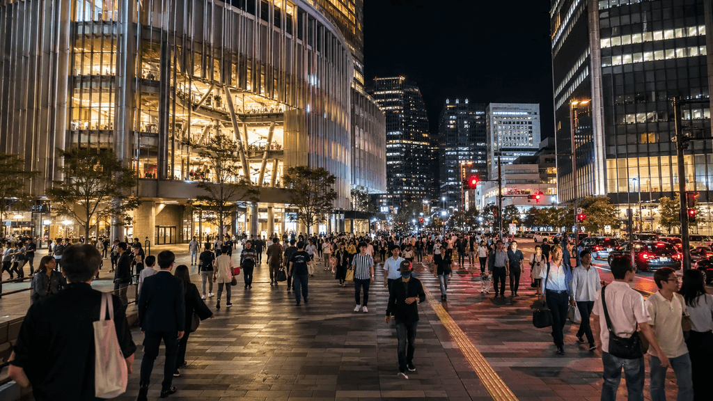 夜の梅田の街並み