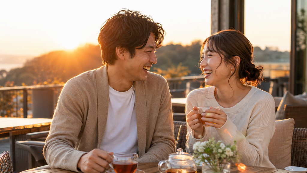 世間の狭い地方でも身バレを防ぎながら安全に出会い休日の昼下がりにデートを楽しむカップル
