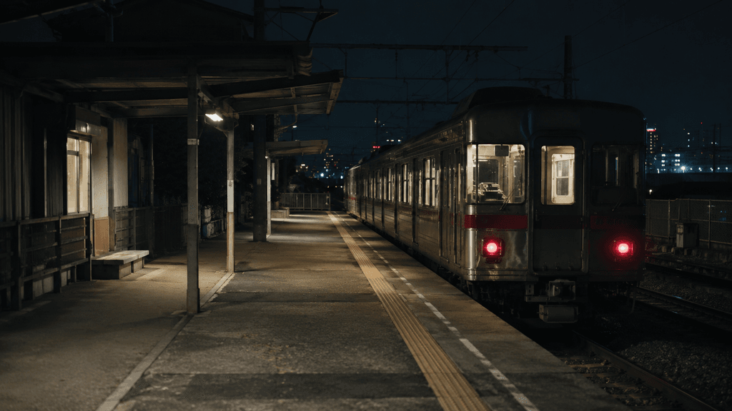 県外へ逃げる夜の駅のホーム