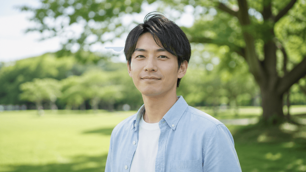 公園での爽やかで無害なプロフィール写真