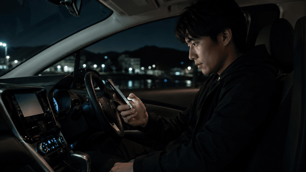 車内で週末の予定を立てる戦略的なイメージ