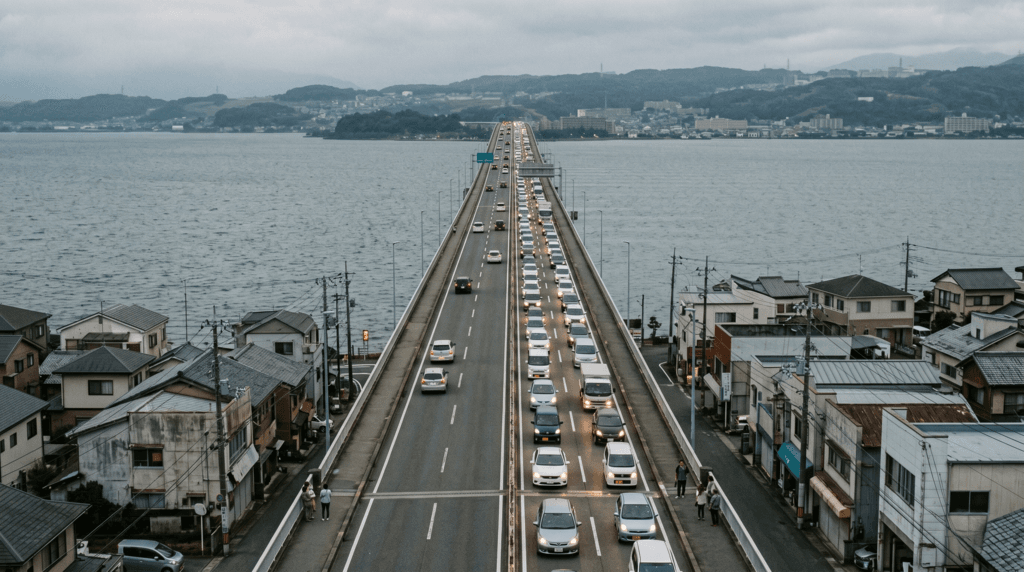 琵琶湖大橋の渋滞と閉塞感