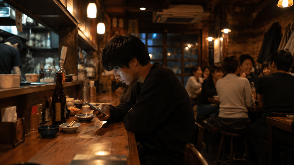 地元の居酒屋で孤独を感じる夜