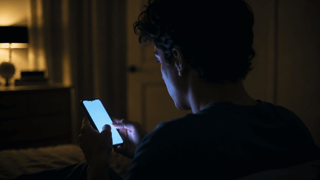 こっそりとスマホを見る人のイメージ