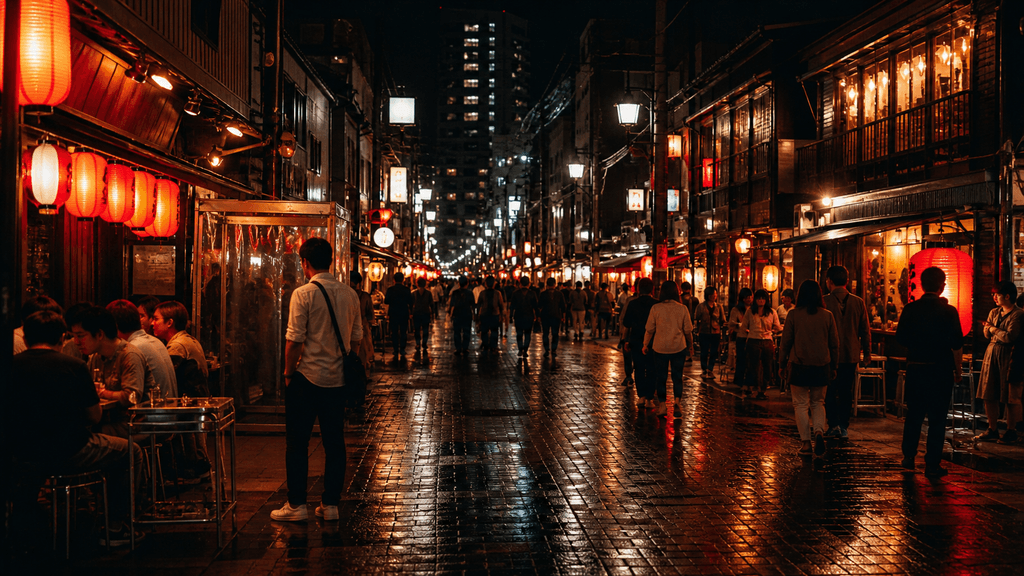 玉宮町の賑わう夜の居酒屋街