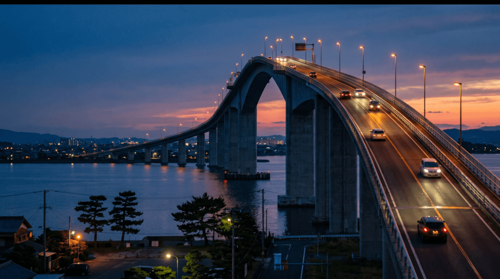 江島大橋のような巨大な橋