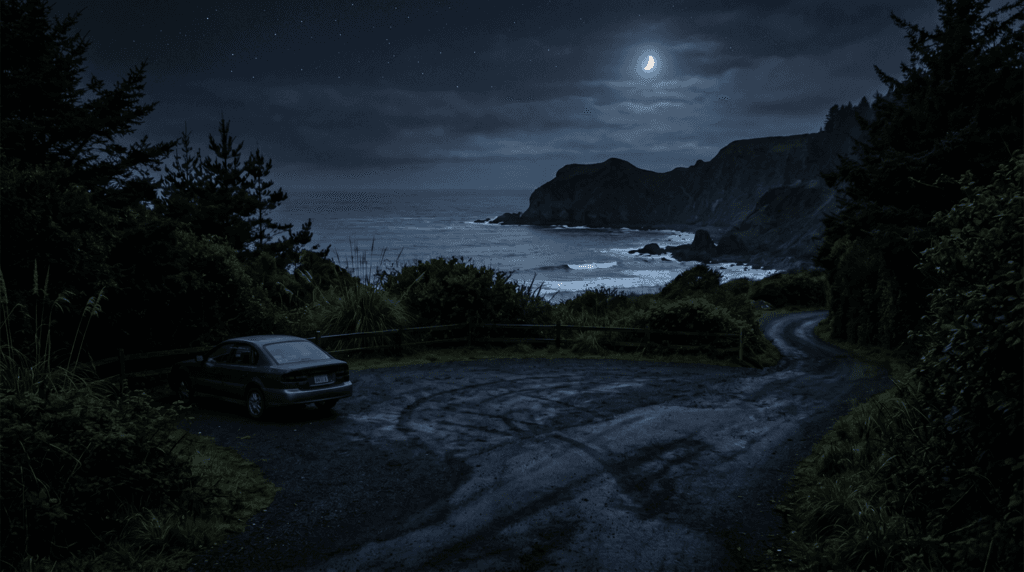 ひっそりとした夜の駐車場