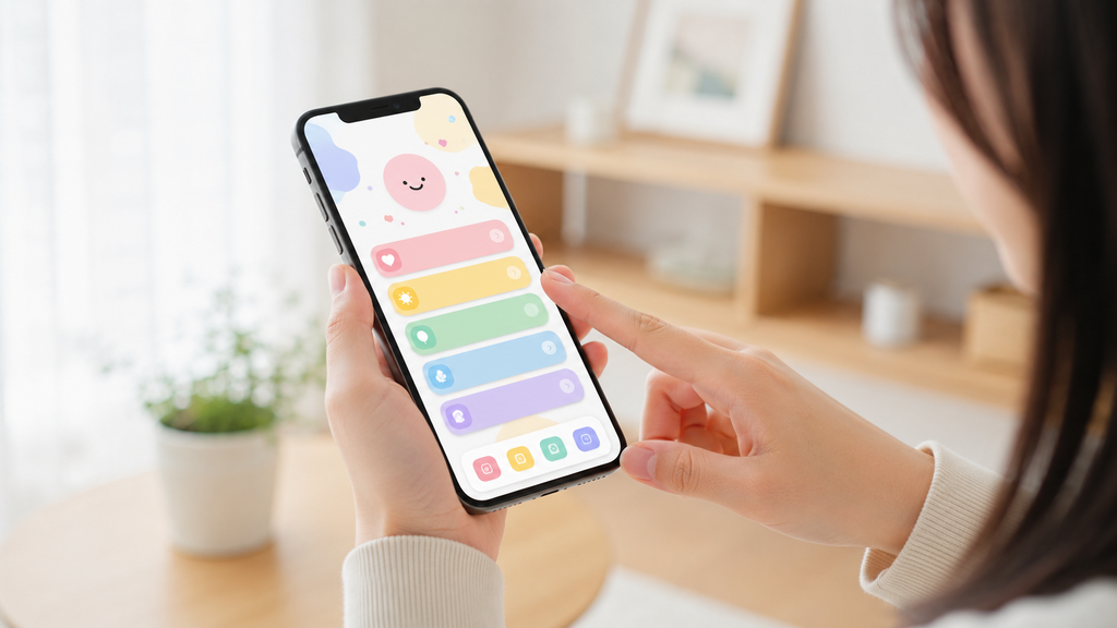 スマートフォンを操作してマッチング確率を高める期間限定の相性診断イベントを体験する手元