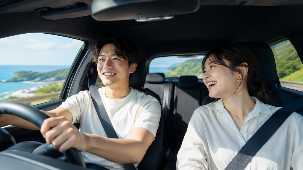withの性格診断で相性が一致し長距離の車内でも会話が弾んでリラックスして楽しむ男女