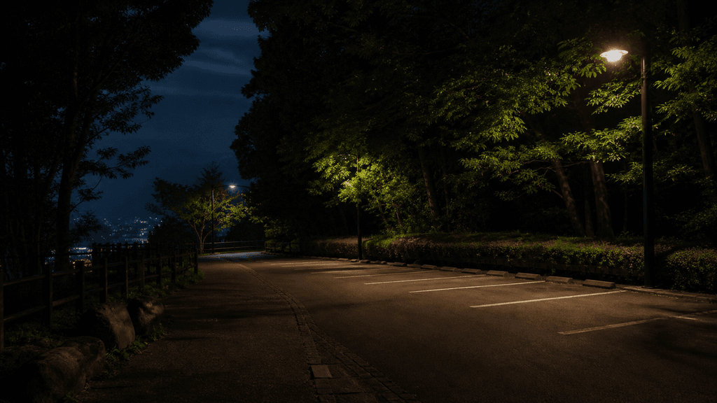 夜のひっそりとした秘密の駐車場